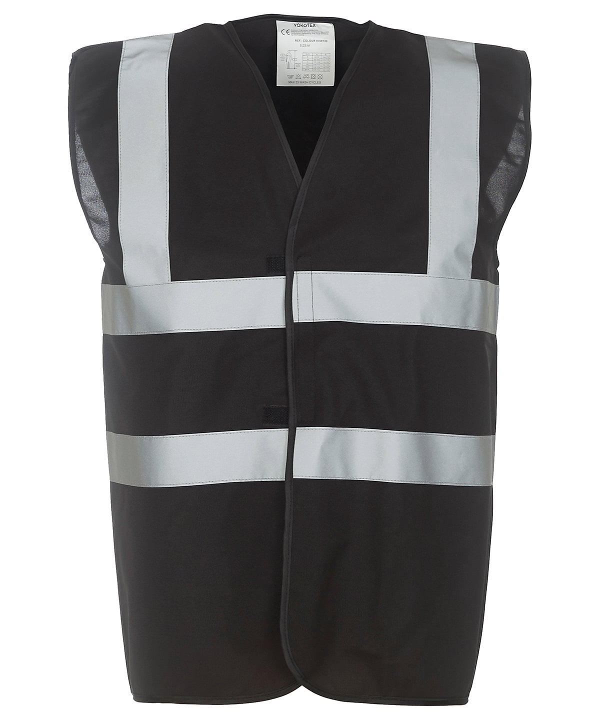 Yoko Hi-Vis 2-Band-and-Braces Waistcoat - Black - Custom Printed - Print Blanc