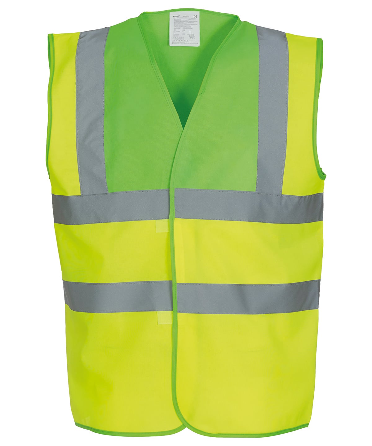 Yoko Hi-Vis 2-Band-and-Braces Waistcoat - Lime Yoke Yellow - Custom Printed - Print Blanc