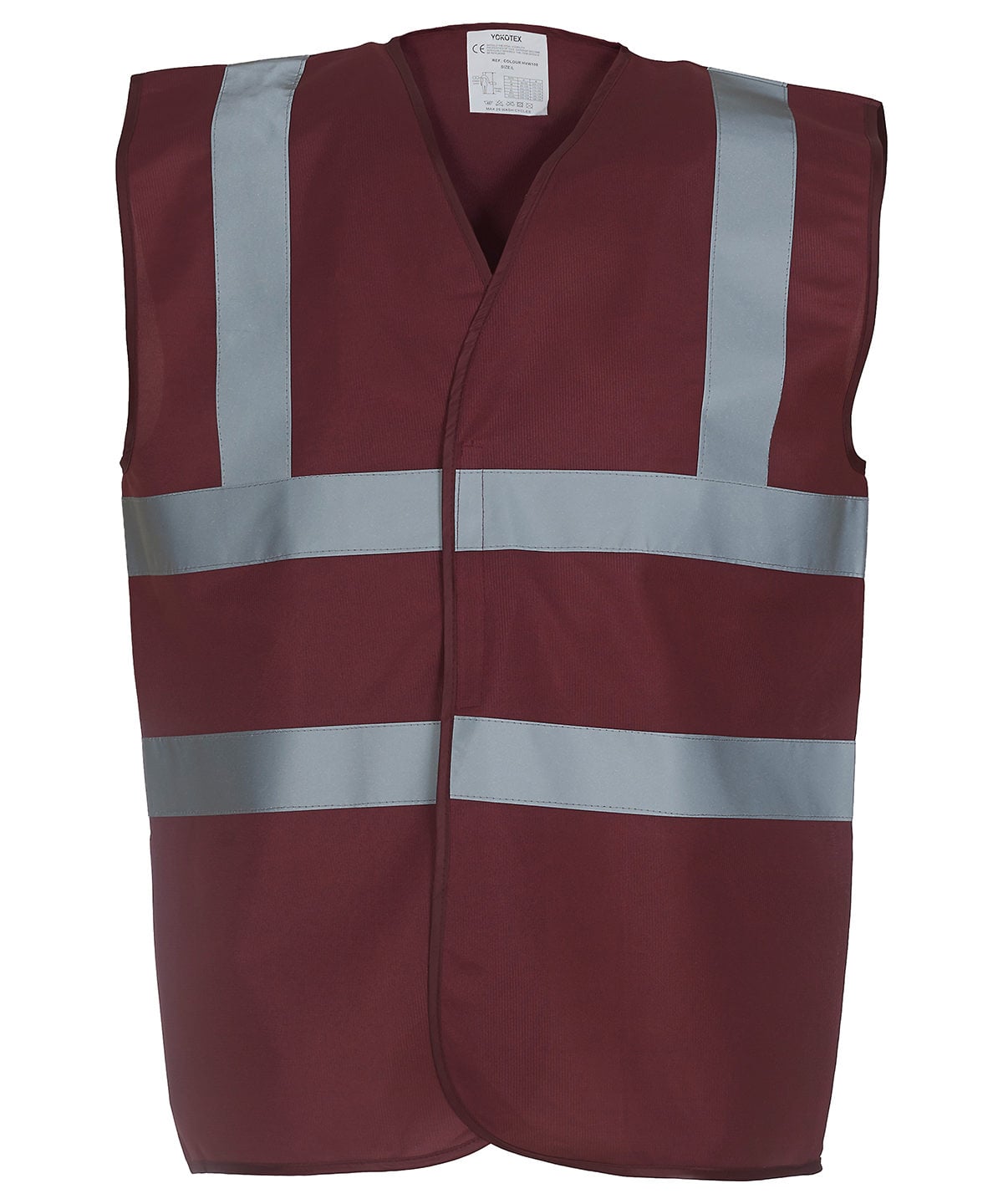 Yoko Hi-Vis 2-Band-and-Braces Waistcoat - Maroon - Custom Printed - Print Blanc