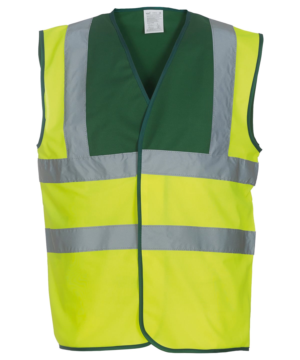 Yoko Hi-Vis 2-Band-and-Braces Waistcoat - Paramedic Green Yellow - Custom Printed - Print Blanc