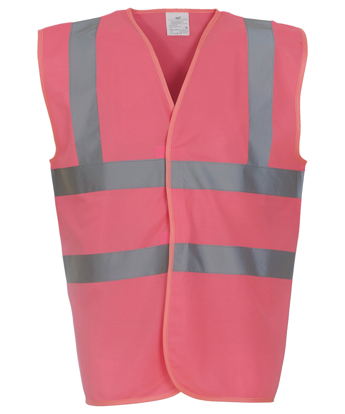 Yoko Hi-Vis 2-Band-and-Braces Waistcoat - Pink - Custom Printed - Print Blanc