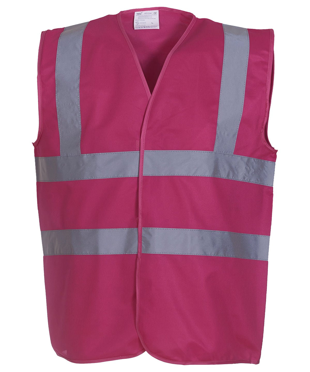 Yoko Hi-Vis 2-Band-and-Braces Waistcoat - Raspberry - Custom Printed - Print Blanc
