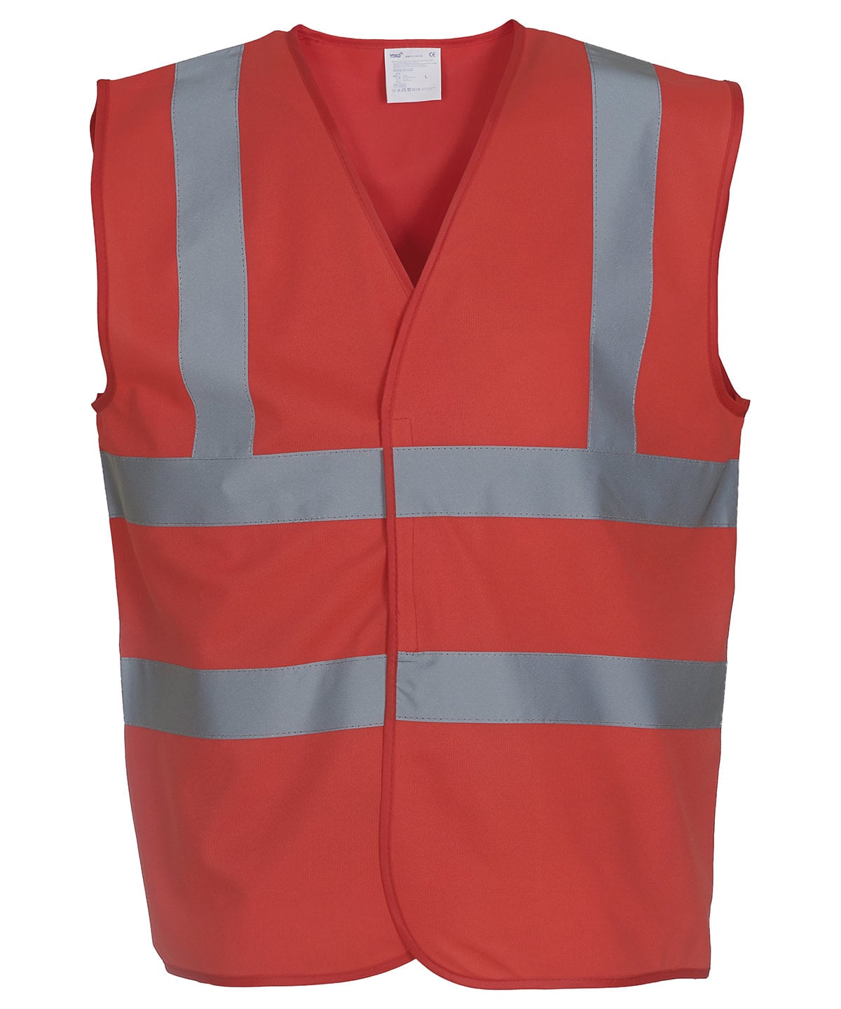 Yoko Hi-Vis 2-Band-and-Braces Waistcoat - Red - Custom Printed - Print Blanc