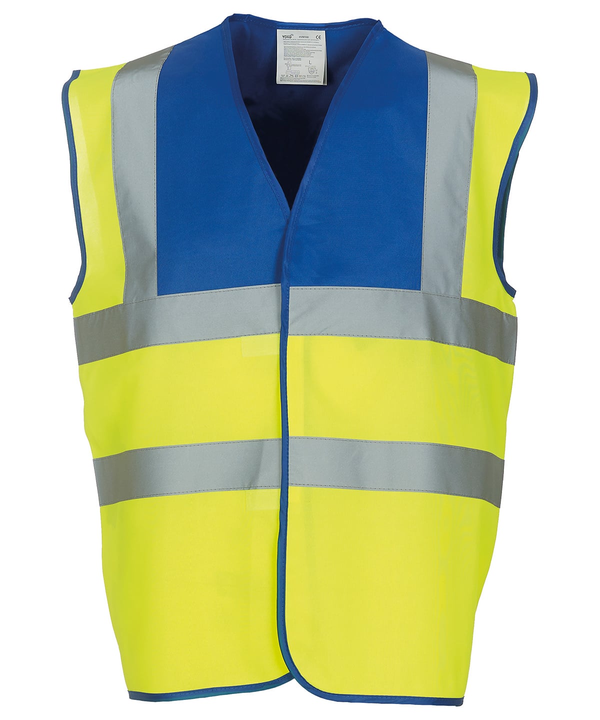 Yoko Hi-Vis 2-Band-and-Braces Waistcoat - Royal Yoke Yellow - Custom Printed - Print Blanc