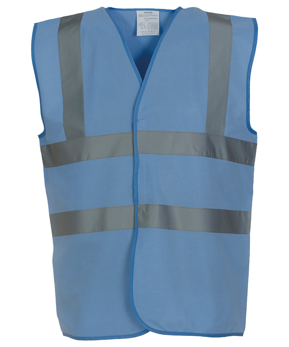 Yoko Hi-Vis 2-Band-and-Braces Waistcoat - Sky Blue - Custom Printed - Print Blanc