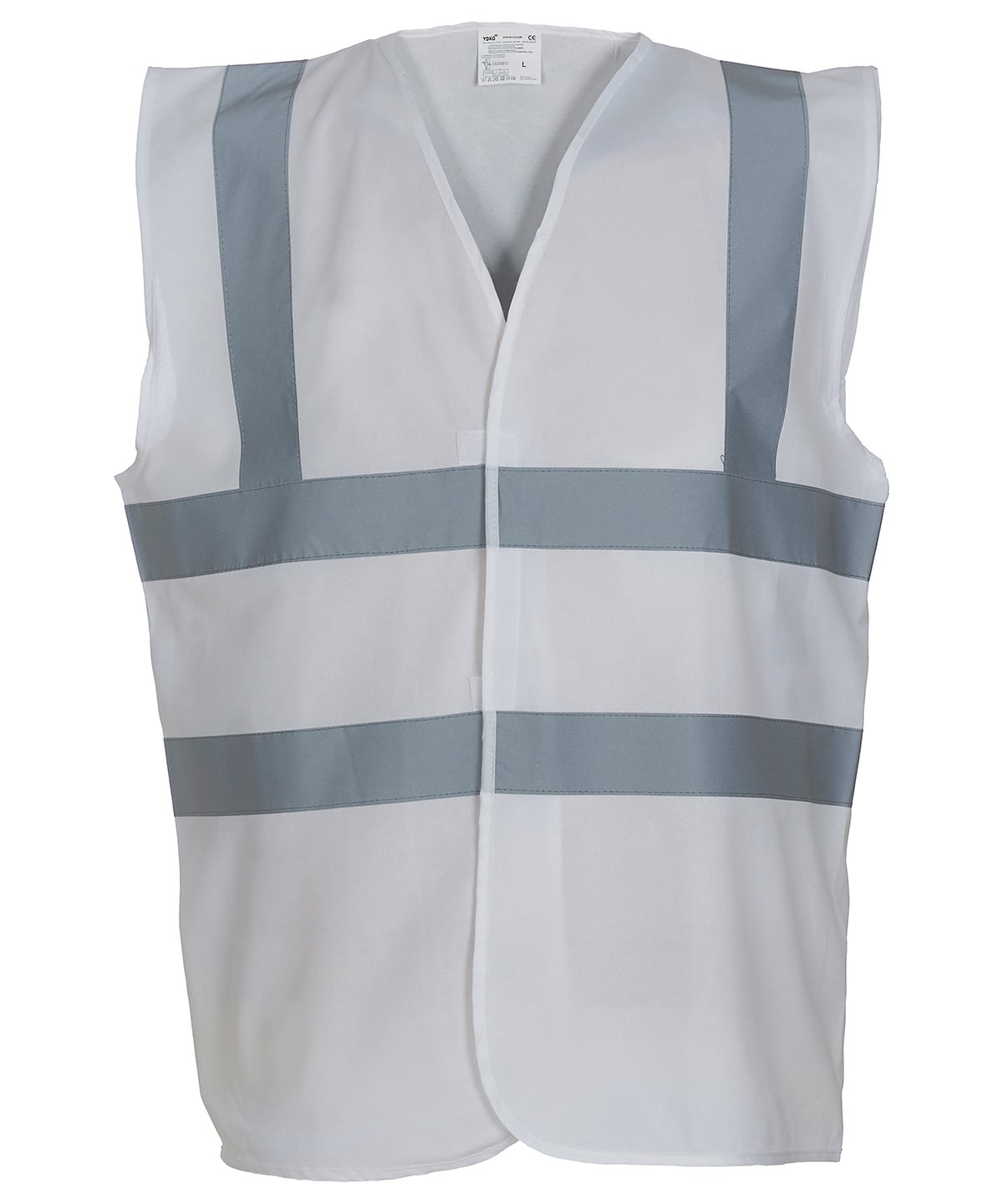 Yoko Hi-Vis 2-Band-and-Braces Waistcoat - White - Custom Printed - Print Blanc